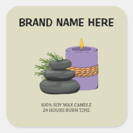 Adesivo Quadrado Personalized Candle Label | Custom Brand Name Here