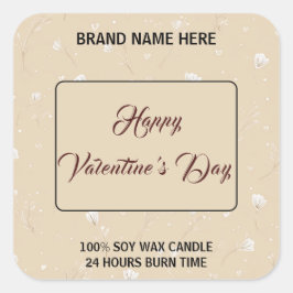 Adesivo Quadrado Personalized Candle Label Happy Valentine’s Day