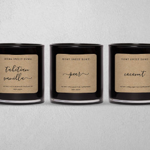 Adesivo Quadrado Personalized Candle Label Kraft Background Sticker