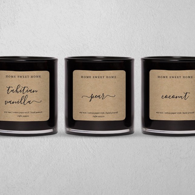 Adesivo Quadrado Personalized Candle Label Kraft Background Sticker (Criador carregado)