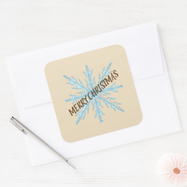 Adesivo Quadrado Personalized Christmas Snowflake Stickers – Labels (Envelope)
