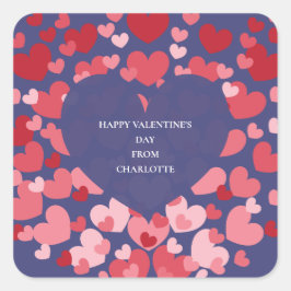Adesivo Quadrado Personalized Classroom Valentine with Hearts 