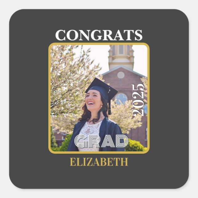 Adesivo Quadrado Personalized congrats grad 2025 (Frente)