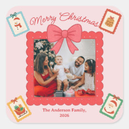 Adesivo Quadrado Personalized Cute Christmas Photo Collage 