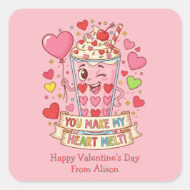 Adesivo Quadrado Personalized Cute Milkshake Valentine