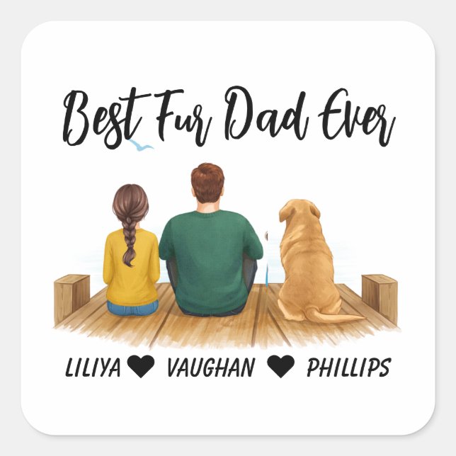 Adesivo Quadrado Personalized Dog Dad | Best Dog Dad Ever  (Frente)