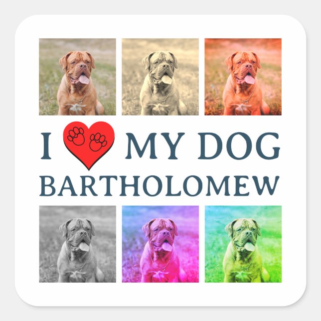 Adesivo Quadrado Personalized Dog Pop Art Pet Lover Gift (Frente)