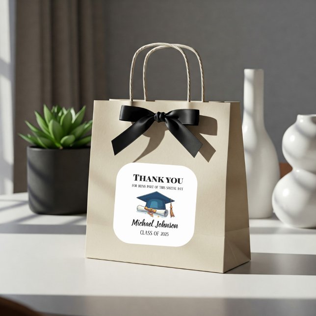 Adesivo Quadrado Personalized Graduation Labels for Celebration (Criador carregado)