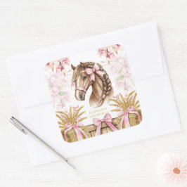 Adesivo Quadrado Personalized Horse Sticker – Blush Pink