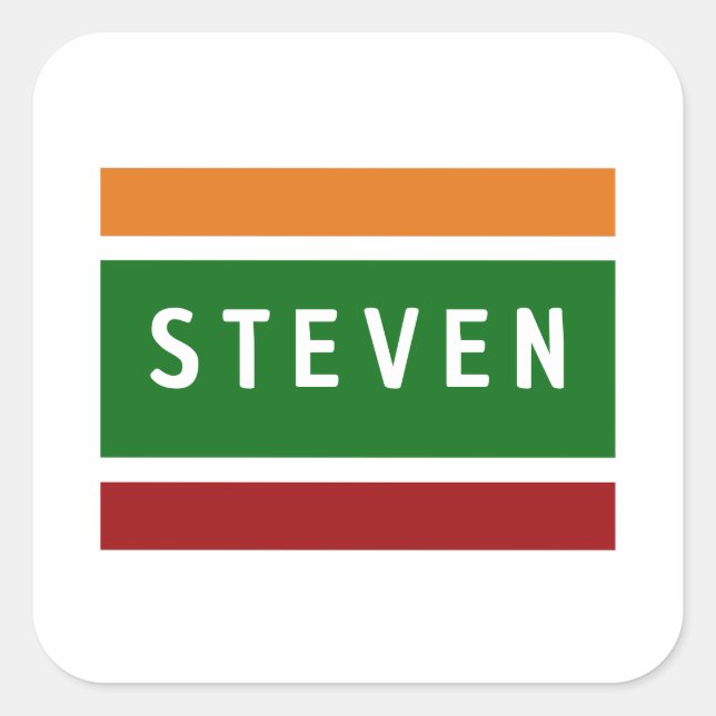 Adesivo Quadrado Personalized Name Stickers Retro Stripe Badge (Frente)