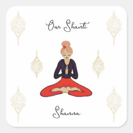 Adesivo Quadrado Personalized Om Shanti Yoga Girl