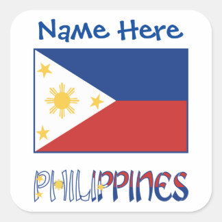 Adesivo Quadrado Personalized Philippines Flag Name Square Label