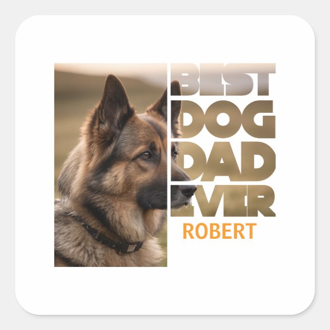 Adesivo Quadrado Personalized Photo Best dog dad ever (Frente)