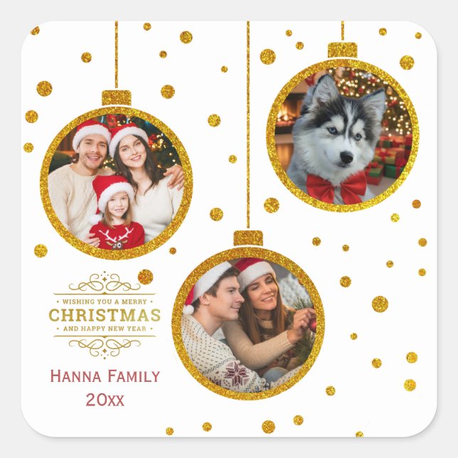 Adesivo Quadrado Personalized Photo - Custom Family Holiday (Frente)