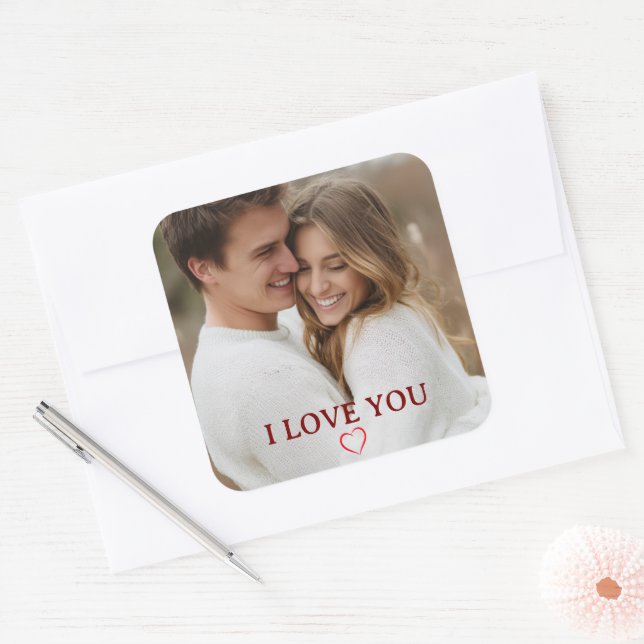Adesivo Quadrado Personalized Photo You&Me Valentine's Day Sticker (Envelope)