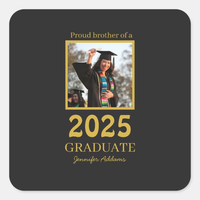 Adesivo Quadrado Personalized Proud Brother graduate (Frente)