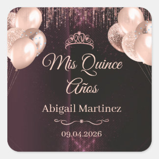 Adesivo Quadrado Personalized Quinceañera Square Stickers | labels