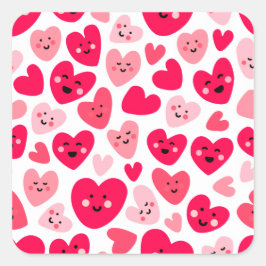 Adesivo Quadrado Personalized Red Heart Happy Valentine’s Day Lover