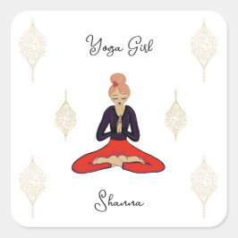 Adesivo Quadrado Personalized Yoga Girl