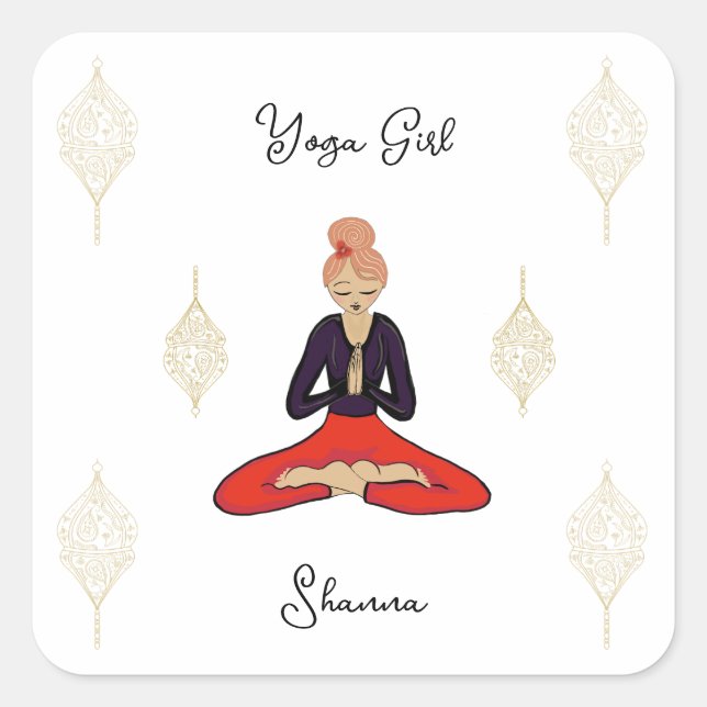 Adesivo Quadrado Personalized Yoga Girl (Frente)