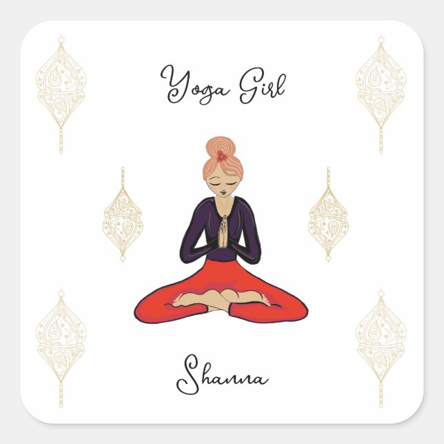 Adesivo Quadrado Personalized Yoga Girl (Frente)