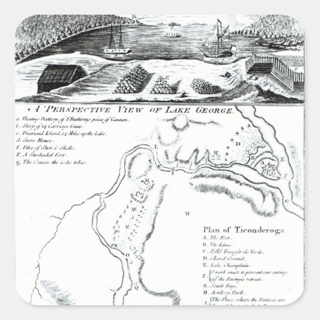 Adesivo Quadrado Perspectiva do lago George (Frente)