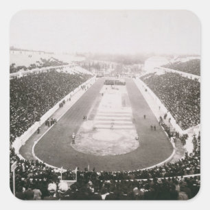 Adesivo Quadrado Perspectiva dos primeiros Jogos Oficiais de Olimpi