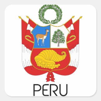 Adesivo Quadrado PERU - emblema/pavilhão/casaco de armas/símbolo