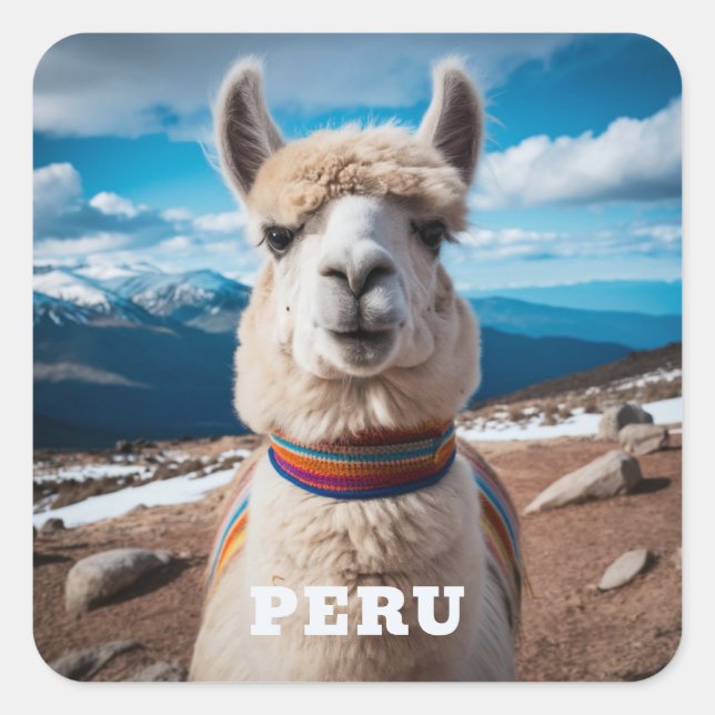Adesivo Quadrado Peru Llama (Frente)