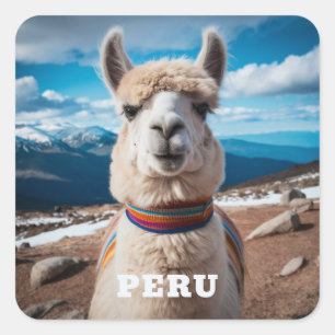 Adesivo Quadrado Peru Llama