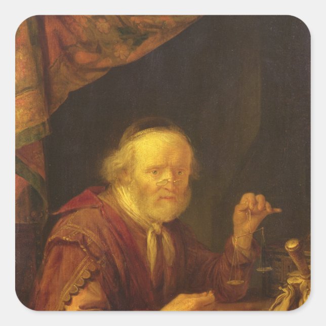 Adesivo Quadrado Pesagem Dourada (Frente)