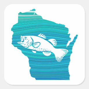 Adesivo Quadrado Pesca da onda de Wisconsin