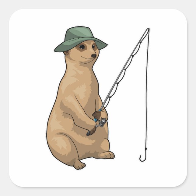 Adesivo Quadrado Pesca de Meerkat (Frente)