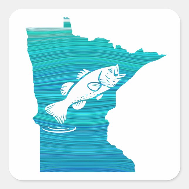 Adesivo Quadrado Pesca de Ondas de Minnesota (Frente)