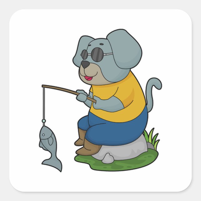 Adesivo Quadrado Pesca do Cão - Escoamento do Peixe (Frente)