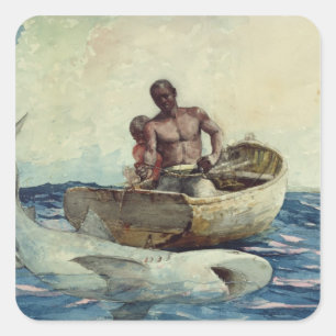 Adesivo Quadrado Pesca do tubarão, 1885
