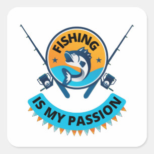 Adesivo Quadrado Pesca é minha paixão, vamos pescar T-Shirt