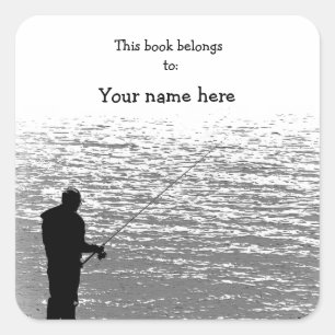 Adesivo Quadrado Pesca no lago Bookplate