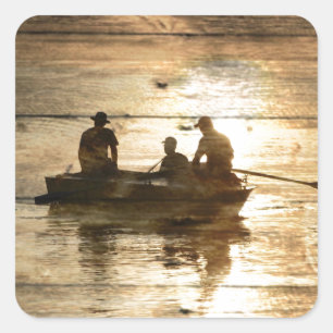 Adesivo Quadrado Pesca primitiva de canoas de lago