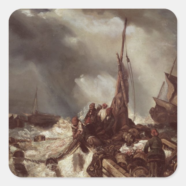 Adesivo Quadrado Pescador puxando na rede, 1868 (Frente)