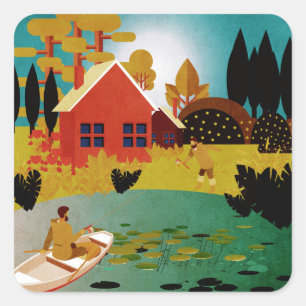 Adesivo Quadrado Pescadores