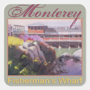 Adesivo Quadrado Pescadores de Monterey Wharf Scenic California Coa