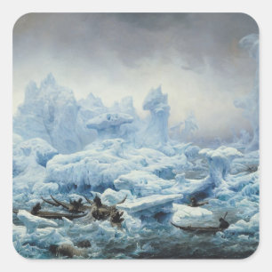 Adesivo Quadrado Pescando para a morsa no oceano ártico, 1841