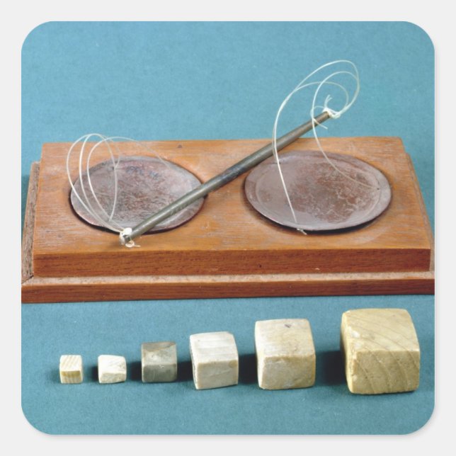 Adesivo Quadrado Pesos do caldo e equilíbrio de cobre, Mohenjodaro, (Frente)