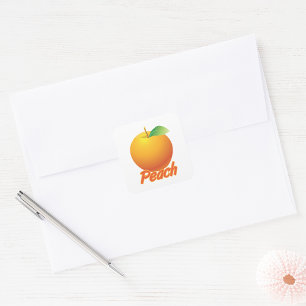 Adesivo Quadrado Pêssego Fruta Retro Laranja