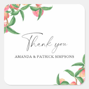Adesivo Quadrado Pêssegos - Agradecimento de Casamento