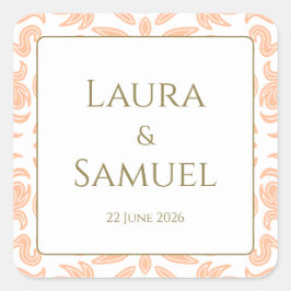 Adesivo Quadrado Pêssegos Elegantes Personalizados