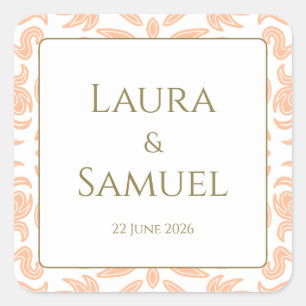 Adesivo Quadrado Pêssegos Elegantes Personalizados