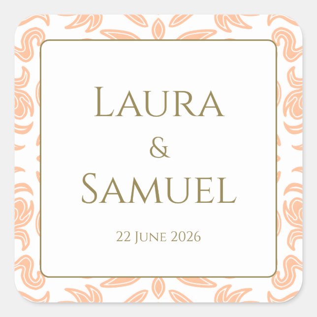 Adesivo Quadrado Pêssegos Elegantes Personalizados (Frente)