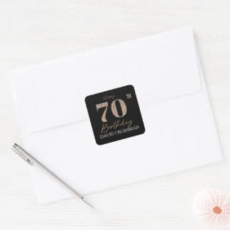 Adesivo Quadrado Pessoal Aniversário de 70 anos Black Gold Personal